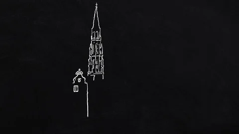 Brussels Belgium self-drawing lines on the blackboard Stock Footage 109203034