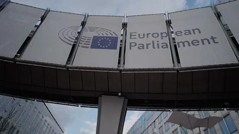 BRUSSELS, BELGIUM - SEPTEMBER 12, 2025 - Exterior view of European Parliament Stock-Footage 317599092