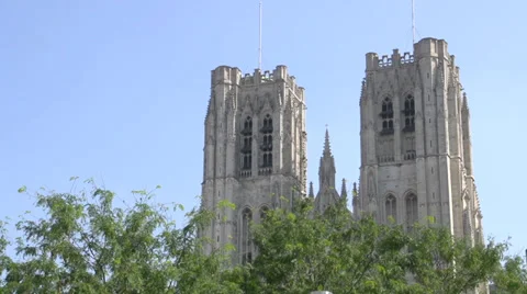 Brussels  cathedral towers Video stock 27715176