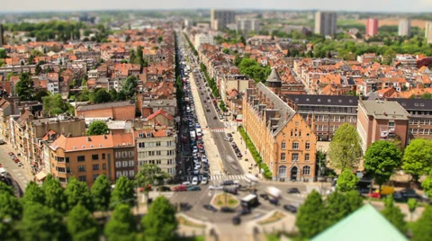 Brussels Cityscape Time Lapse Tilt Shift Stock Footage 31895339