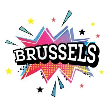 Brussels Comic Text in Pop Art Style. Stock Illustration