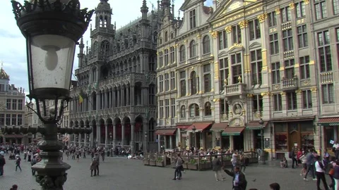 Brussels Grand Place with lantern Stock Footage 75702474