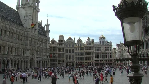 Brussels Grand Place with lantern Stock Footage 75702945