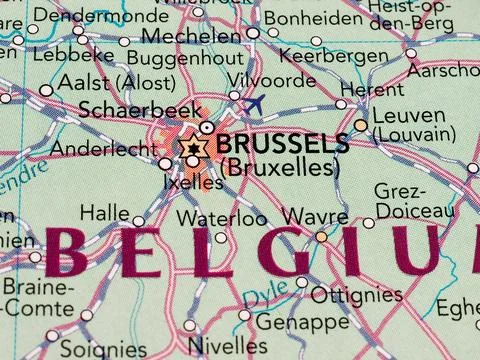 Brussels Map detail with selective focus Stock Photos