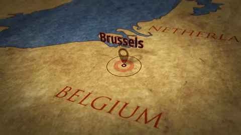 Brussels on map Stock Footage 112581257