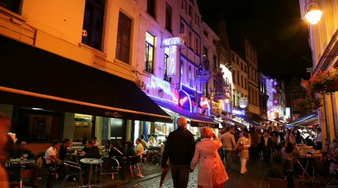 Brussels Nightlife Stock Footage 861779