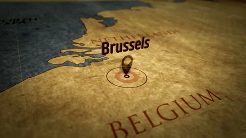Brussels on retro map Stock Footage 112604914