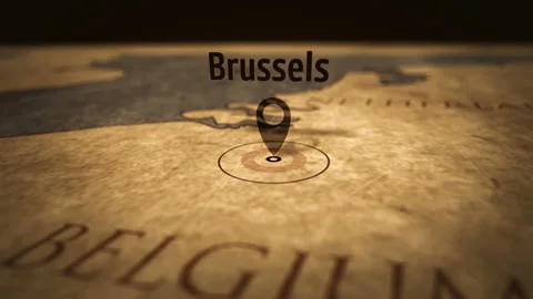 Brussels on retro sepia map 스톡 동영상 112581220