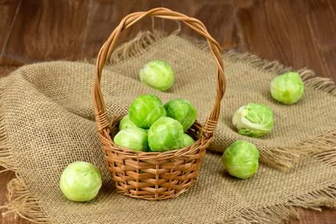 Brussels sprouts in a basket Stock Photos
