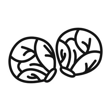 Brussels sprouts Cabbage icon Black line art vector logo Stock Illustration