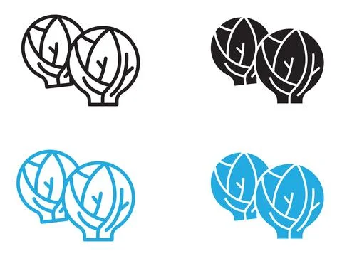 Brussels sprouts Cabbage icon black and white vector outline sign Stock Illustration