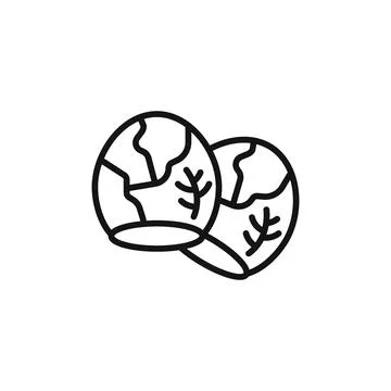 Brussels sprouts Cabbage icon logo sign vector outline Stock Illustration