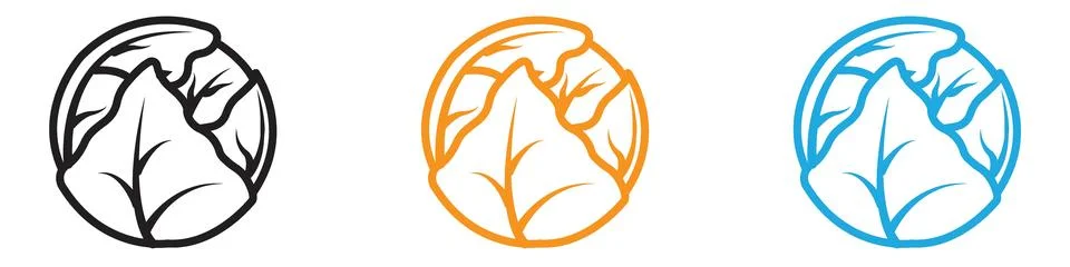 Brussels sprouts Cabbage icon vector logo set collection for web app ui Stock Illustration