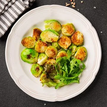 Brussels sprouts dish vegetable dish tasty snack fresh and delicious gourme.. Stock Photos
