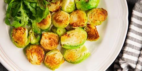 Brussels sprouts dish vegetable dish tasty snack fresh and delicious gourme.. Stock Photos