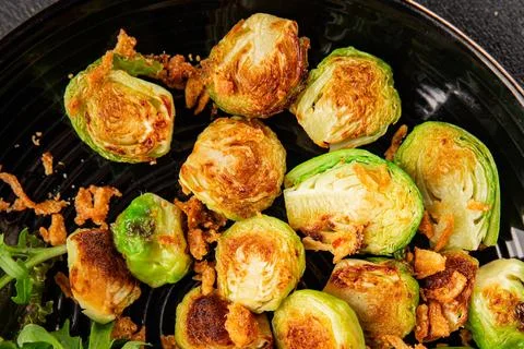 Brussels sprouts dish vegetable dish tasty snack fresh and delicious gourme.. Stock Photos