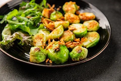 Brussels sprouts dish vegetable dish tasty snack fresh and delicious gourme.. Stock Photos