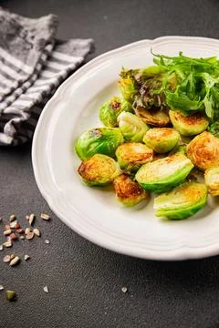 Brussels sprouts dish vegetable dish tasty snack fresh and delicious gourme.. Stock Photos