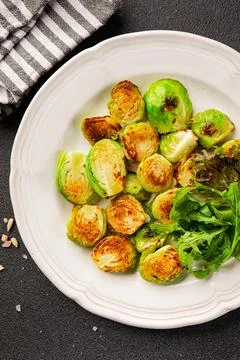 Brussels sprouts dish vegetable dish tasty snack fresh and delicious gourme.. Stock Photos