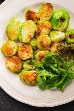 Brussels sprouts dish vegetable dish tasty snack fresh and delicious gourme.. Stock Photos