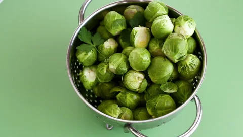 Brussels sprouts flat lay healthy vegetable concept Stock Footage 330574057