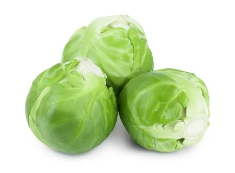 Brussels sprouts isolated on white background with clipping path and full depth Stock Photos