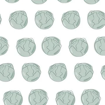 Brussels sprouts seamless pattern in trendy green shades. Healthy food. Happy Stock Illustration