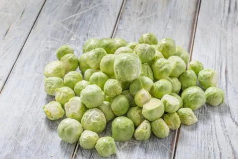 Brussels sprouts on Table Stock Photos
