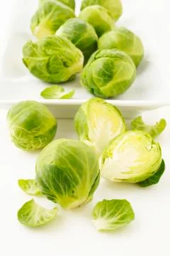 Brussels sprouts on white Stock Photos