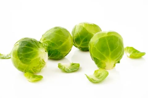 Brussels sprouts on white Stock-Fotos