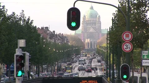 Brussels Traffic In Front Of Capitol 2-Pond JPEG Export Stock-Footage 1181019