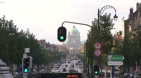 Brussels Traffic In Front Of Capitol-Pond JPEG Export Stock Footage 1180845