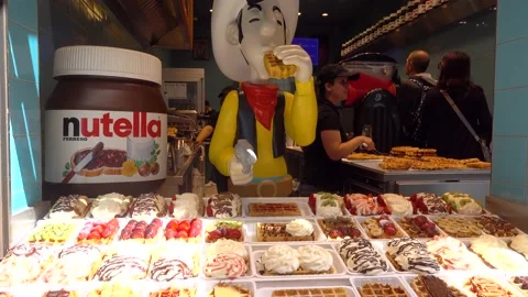 Brussels waffle shop. Stock Footage 132562183