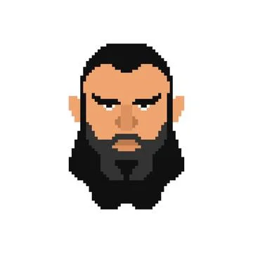 Brutal face man Pixel art gigachad. 8 bit Vector illustration Stock Illustration