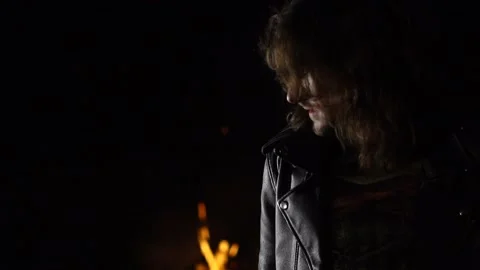 Brutal guy in a leather jacket Stock Footage 134433698