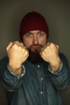 Brutal man with a beard Stock Photos