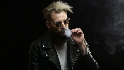 Brutal man smoking Stock Footage 73477472