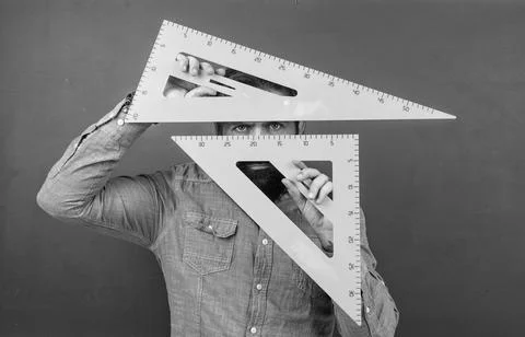 Brutal man work in classroom with blackboard. prepare for exam. college lecturer Stock Photos