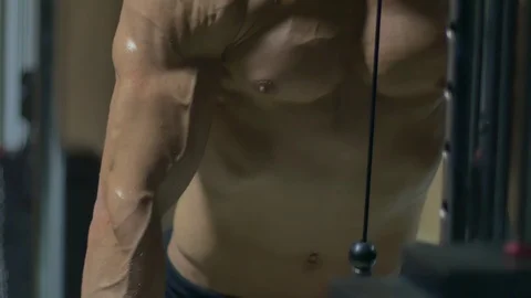 Brutal strong athletic men pumping up muscles workout bodybuilding Stock Footage 72001508