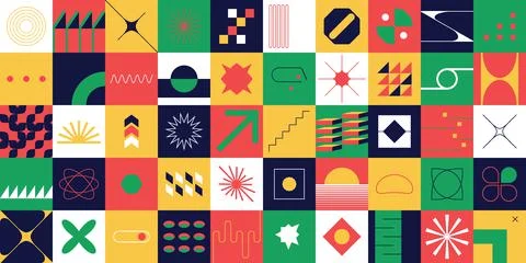 Brutalism abstract shapes. geometric elements, trendy forms. Vector set Stockillustratie