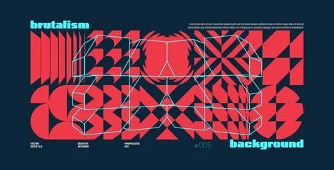Brutalism abstract vector black background with Postmodern geometric graphi.. Stock Illustration