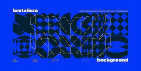 Brutalism abstract vector blue background with Postmodern geometric graphic.. Stock-Illustration