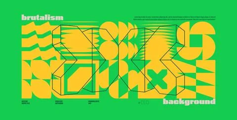 Brutalism abstract vector green background with Postmodern geometric graphi.. Stock Illustration