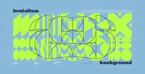 Brutalism abstract vector light blue background with Postmodern geometric g.. Stock Illustration