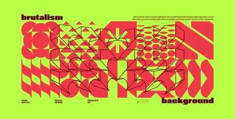Brutalism abstract vector lime background with Postmodern geometric graphic.. Illustrazione stock