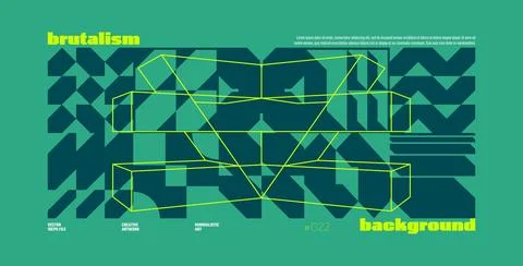 Brutalism abstract vector mint color background with Postmodern geometric g.. Stock Illustration