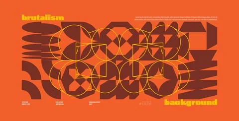 Brutalism abstract vector orange background with Postmodern geometric graph.. Stock Illustration