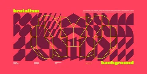 Brutalism abstract vector pink background with Postmodern geometric graphic.. Illustrazione stock