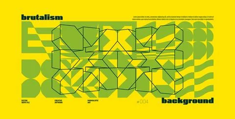Brutalism abstract vector yellow background with Postmodern geometric graph.. Stock Illustration