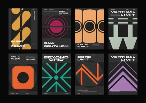 Brutalism poster collection. Stock Illustration